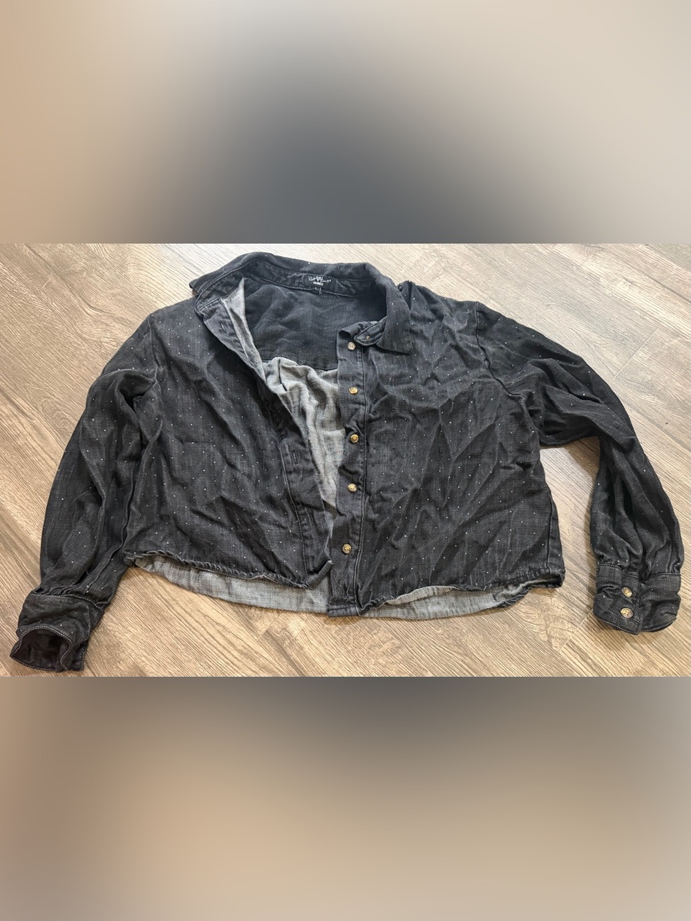Velvet Heart Rhinestone Embellised Button Up Shirt